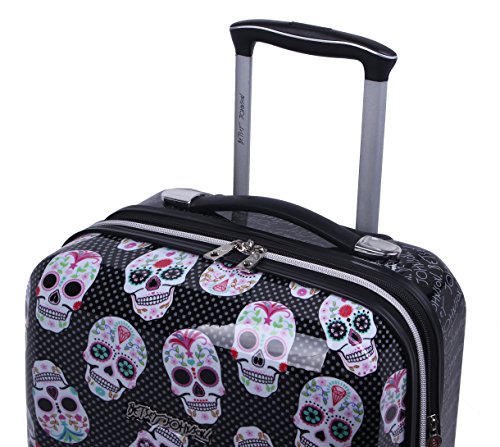 Betsey Johnson Luggage Hardside 3 Piece Set Suitcase With Spinner Wheels (20" 26" 30") (One Size, Skull Party)