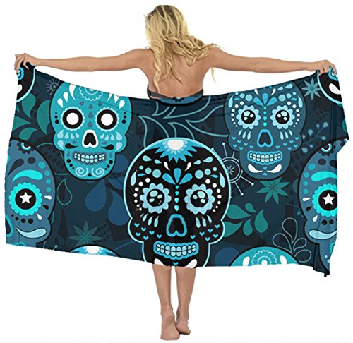 Swimwear Cover up Beach Sarong Wrap Mexican Sugar Skulls Floral Scarf skirt