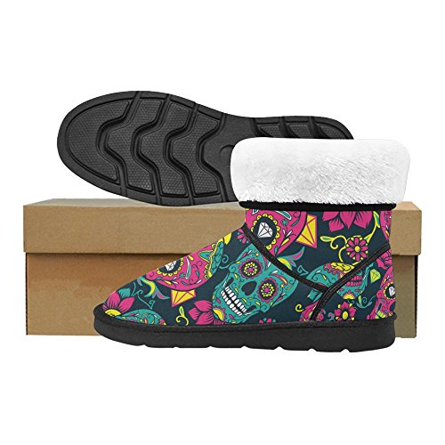 Day of The Dead Colorful Sugar Skull Snow Boots Fashion Shoes