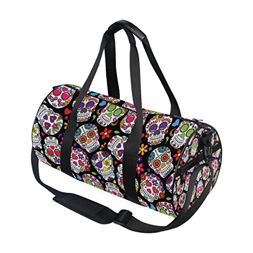 Day Of The Dead Sugar Skull Travel Duffle Bag Sports Luggage with Backpack Tote Gym Bag for Man and Women