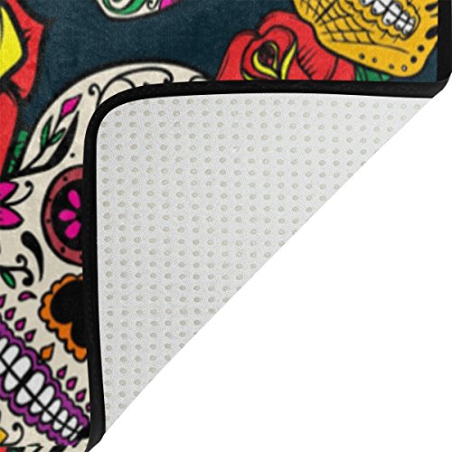 Dia De Los Muertos Mexican Day Dead Sugar Skull Kids Area Rug 60x39 Inch, Non-Slip Floor Mat Soft Resting Area Doormats for Living Dining Bedroom