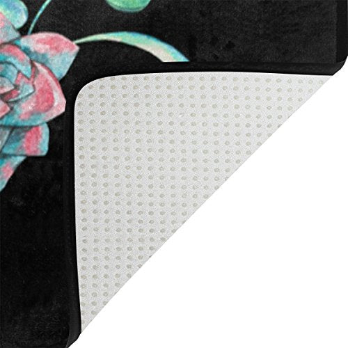 Cactus Rose Flower Sugar Skull Dia De Los Muertos Area Rug Rugs for Living Room Bedroom 5'3 x 4'
