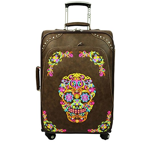 Sugar Skull Collection 3 PC Luggage Set - Coffee