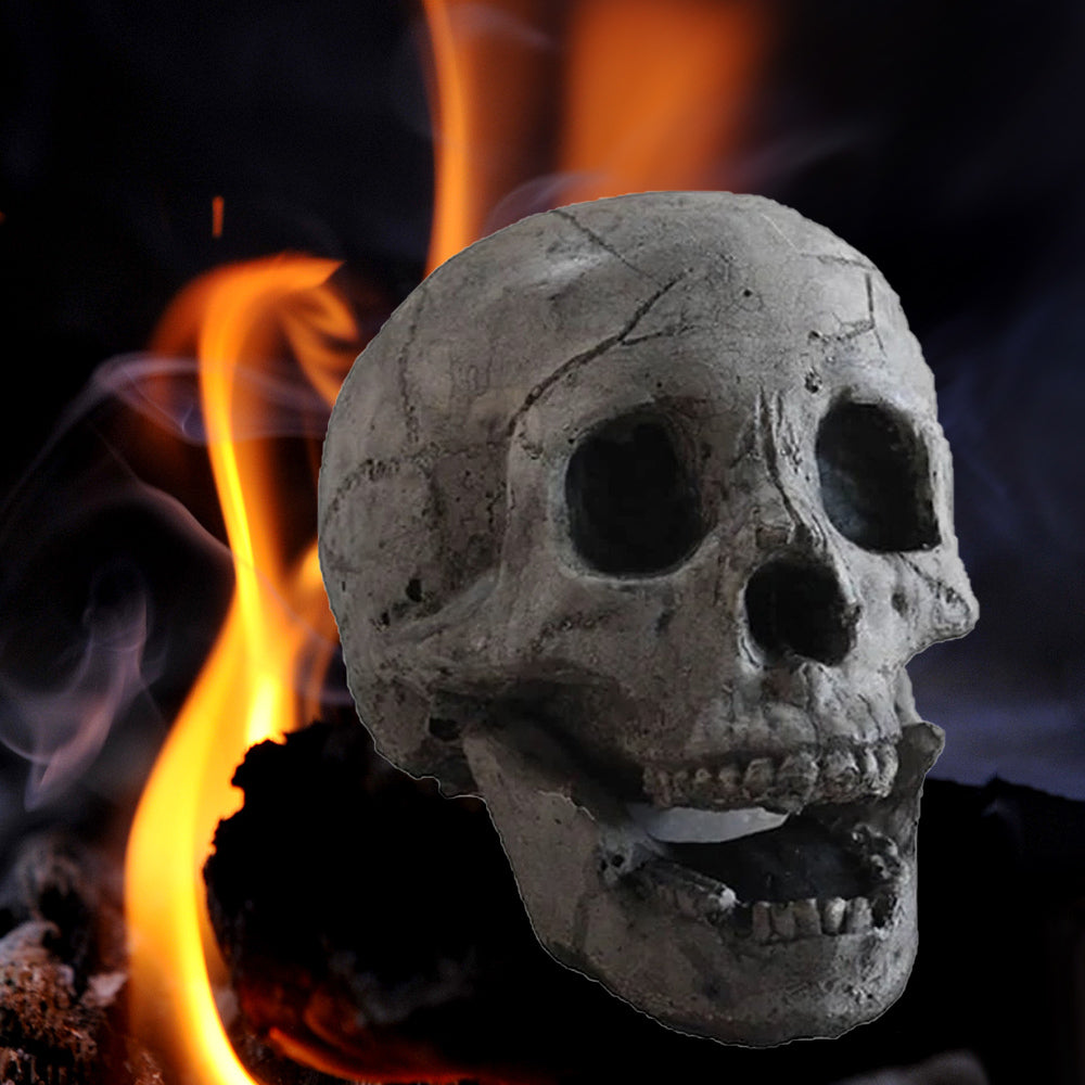 Halloween Stove Barbecue Party Decoration Simulation Skull Props Horror Ceramic Ornaments Wood Fire Pit Fireplace Burning