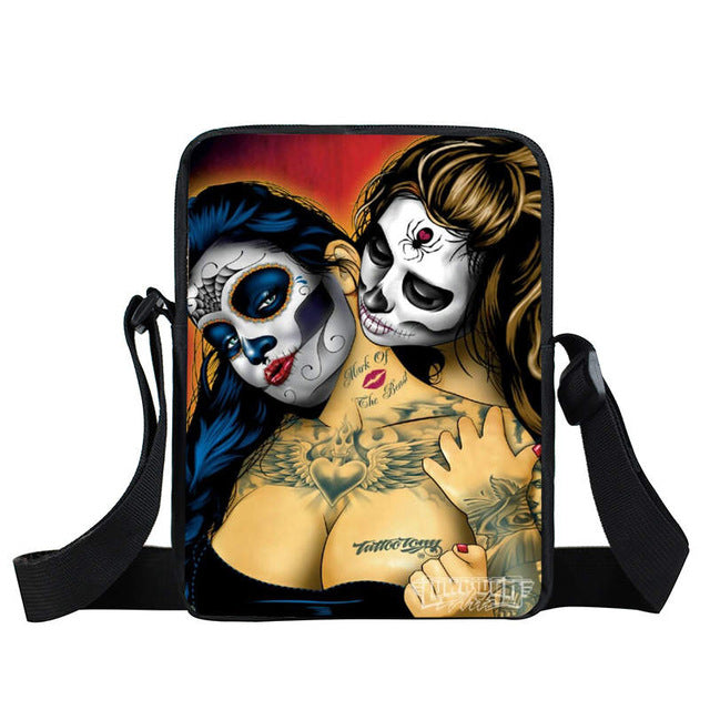 Cool Gothic Girl Mini Messenger Bag Rock Women Handbag Kids Crossbody Bag Skull Children School Bags Boys Girls Bags Best Gift