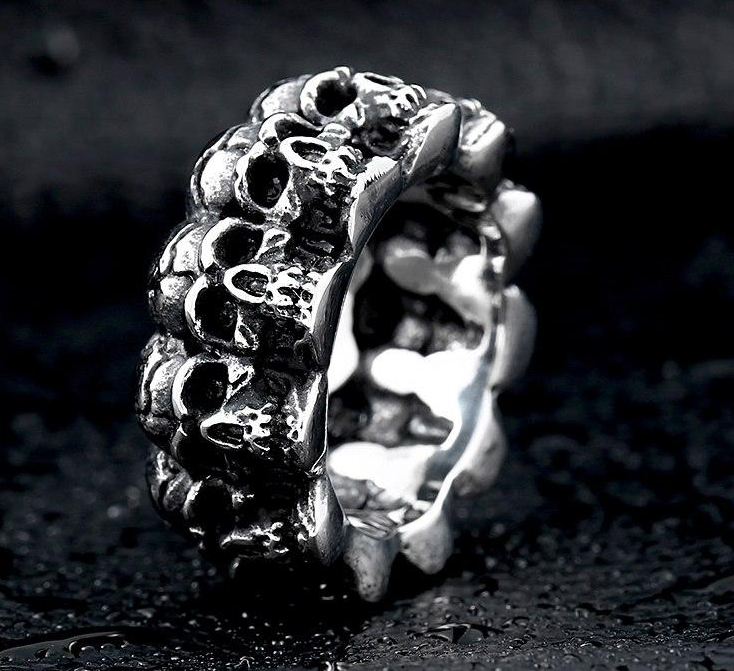 soldier stainless steel men punk skull ring vintage domineering skull 316l steel jewelry