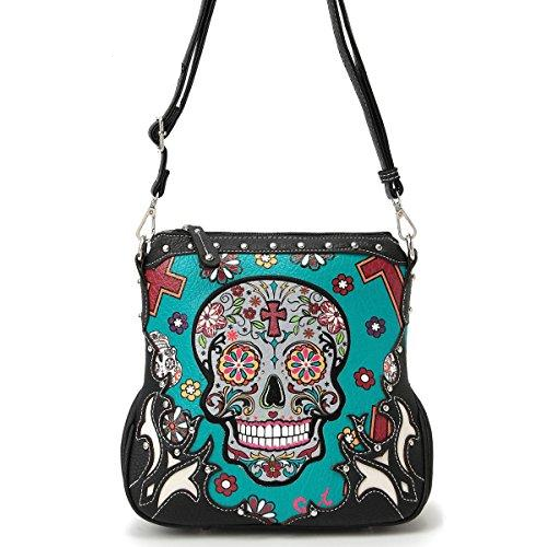 Sugar Skull Purse Cross Body Bag with Concealed Carry Pocket