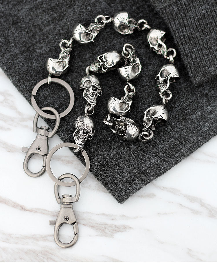 59CM Men's Waist Key Chain Skull Head Metal Vintage Hip Hop Gothic Punk Skeleton Pants Trousers Jean Biker Wallet Key Ring