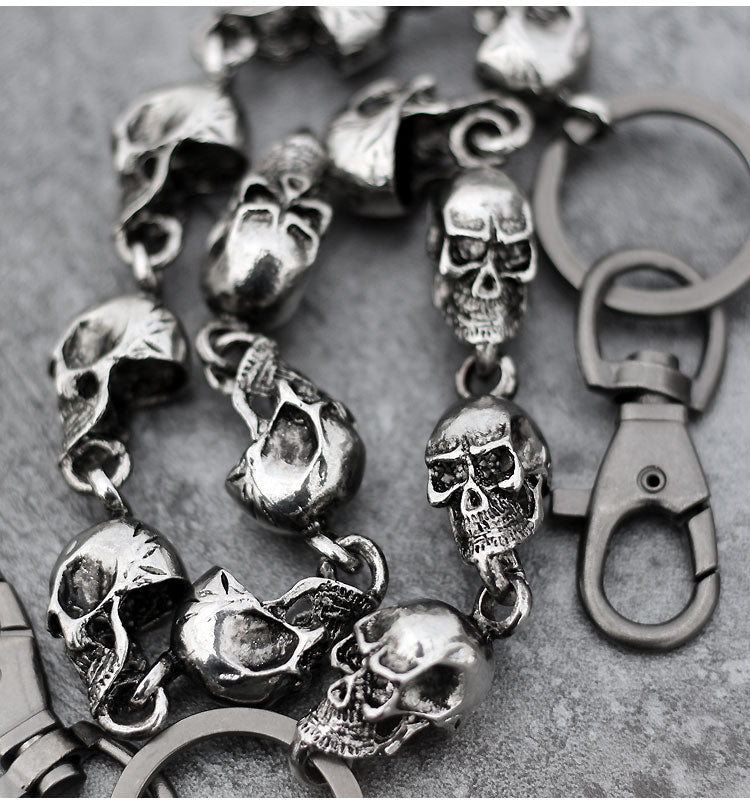 59CM Men's Waist Key Chain Skull Head Metal Vintage Hip Hop Gothic Punk Skeleton Pants Trousers Jean Biker Wallet Key Ring