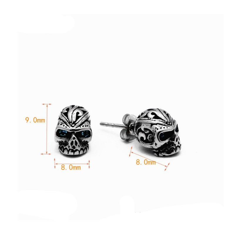 New Cool Men Punk Rock Red Eyes Skeleton Skull Stainless Steel Stud Earrings Fashion Women Jewelry