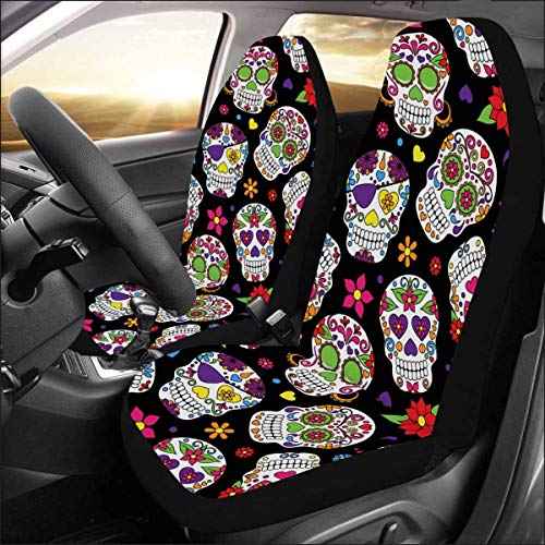 Damask Seamless Floral Flowers Pattern Car Seat Covers Protector Set