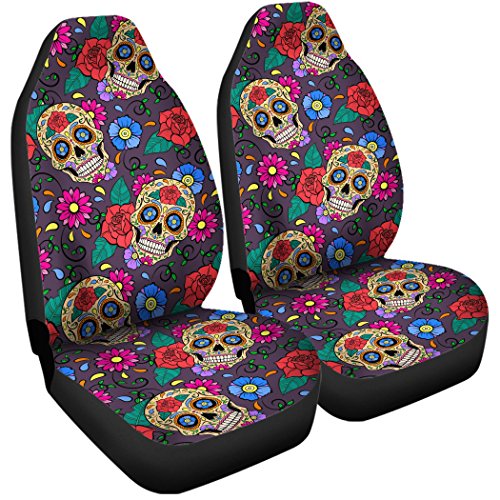 Gnarly Tees Sugar Skull Pattern Car Seat Cover