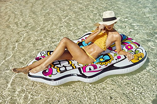 Inflatable Pool Float Giant Sugar Skull Air Lounge Toy Large 72x48x7.87