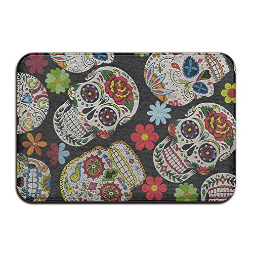 Sugar Skull Coral Velvet Memory Foam Mats Non-Slip Kitchen Mats, Bath Mats,Welcome Door Mat, Doormat Indoor/Outdoor 15.7" X 23.6"