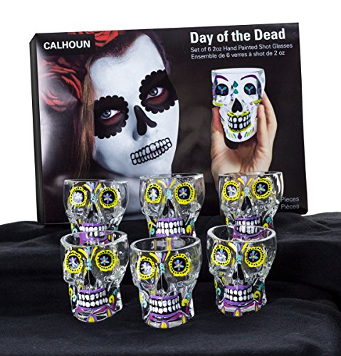 Day Of The Dead Sugar Skull Shot Glass - 6 Pack