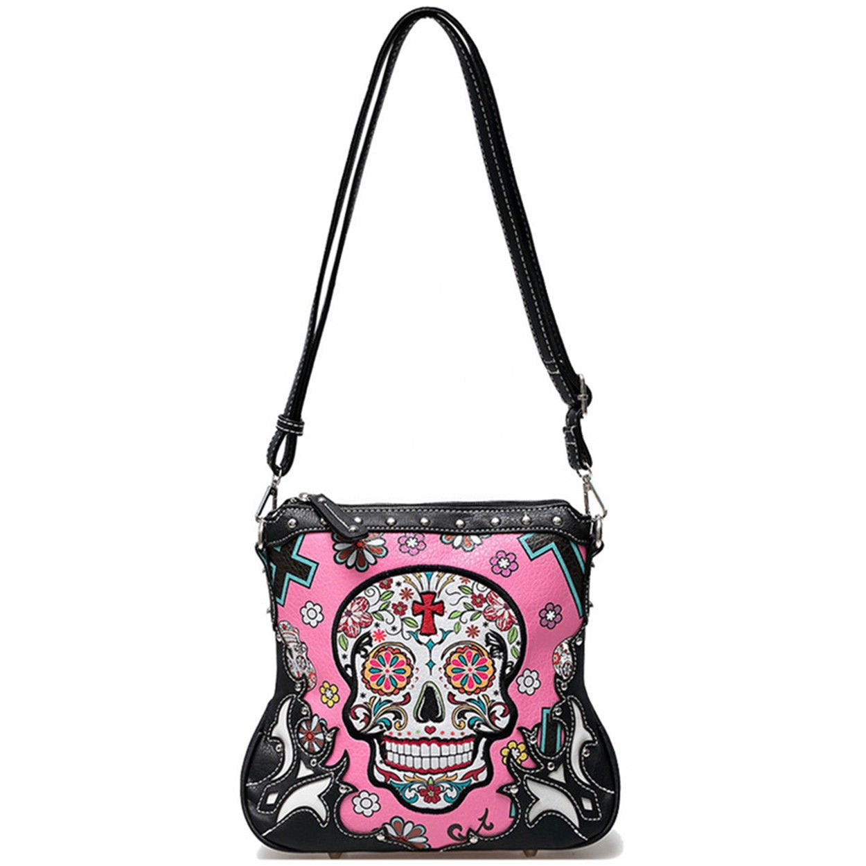 Western Sugar Skull Handbag Girl Crossbody Purse Fashion Single Shoulder Bag