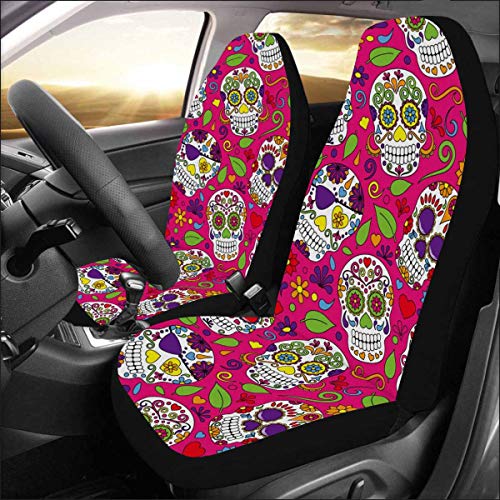 Damask Seamless Floral Flowers Pattern Car Seat Covers Protector Set