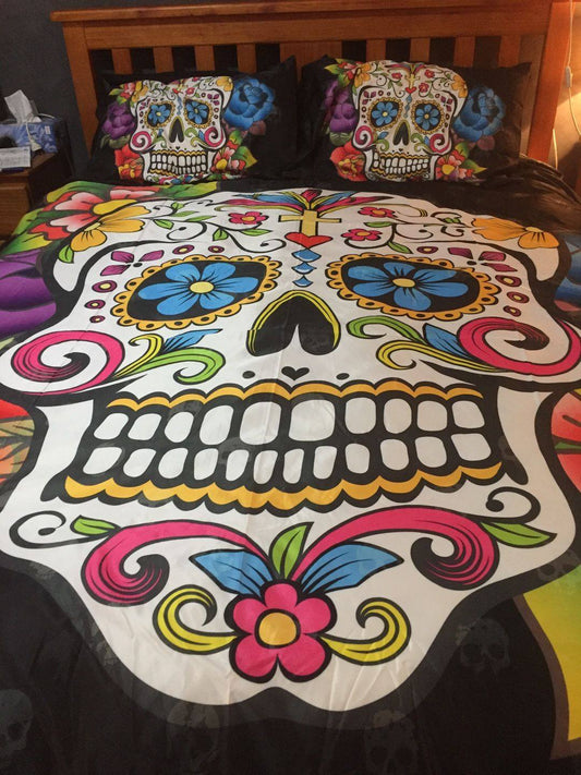 Sugar skulls day of the dead bedding duvet cover