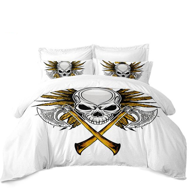 Silver Axes Criss-Cross Bedding Set Skull Golden Eagle Duvet Cover 100% Polyester Bedclothes Home Decor bedding outlet D45