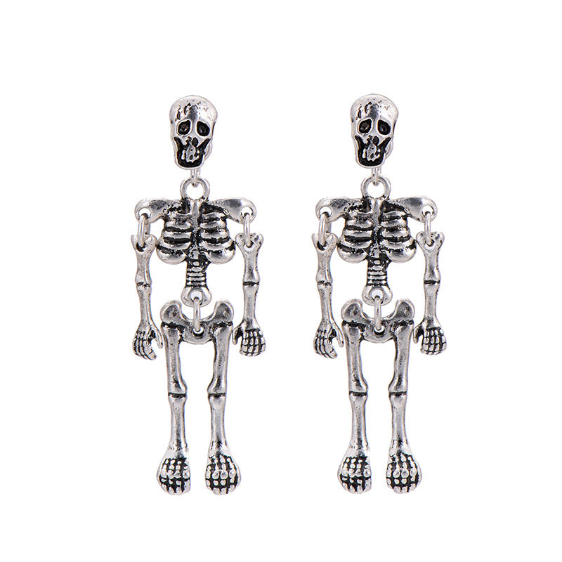 Hot Fashion Skeleton Skull Stud Earrings Biker Jewelry Wholesale Antique Vintage Punk Earrings for Women Gift
