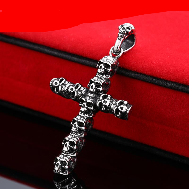 Steel soldier men punk cross skull gather pendant necklace stainless steel steel men jewelry