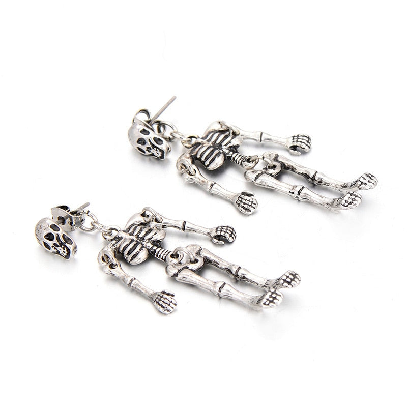 Hot Fashion Skeleton Skull Stud Earrings Biker Jewelry Wholesale Antique Vintage Punk Earrings for Women Gift
