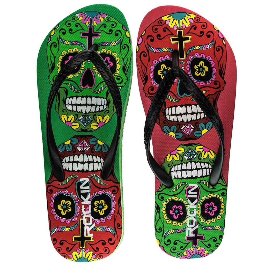 Sugar Skulls Flip-Flops Day of the Dead Beach Women's