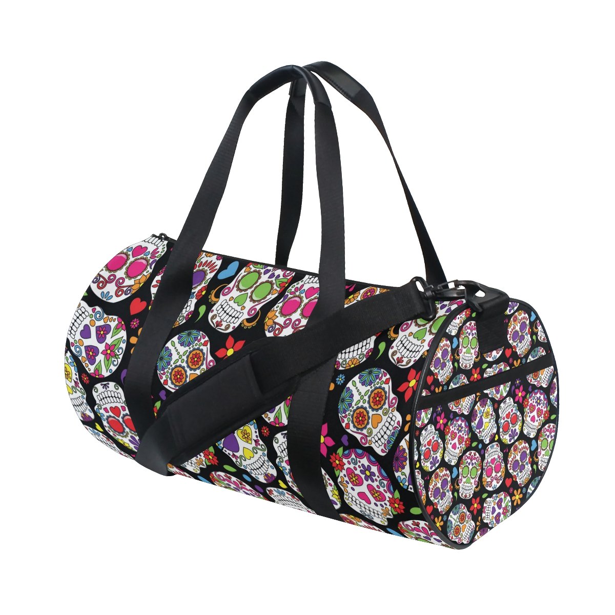 Day Of The Dead Sugar Skull Travel Duffle Bag Sports Luggage with Backpack Tote Gym Bag for Man and Women