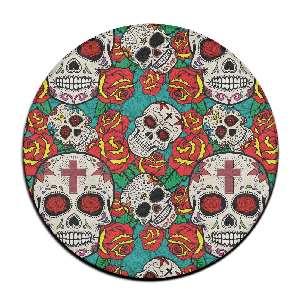 Roses Sugar Skull Comfortable Non-slip Seat Cushion Circular Chair Cushions
