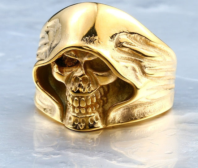 good detail the death skull vintage ring for man stainless steel movie style hot sale skull jewelry