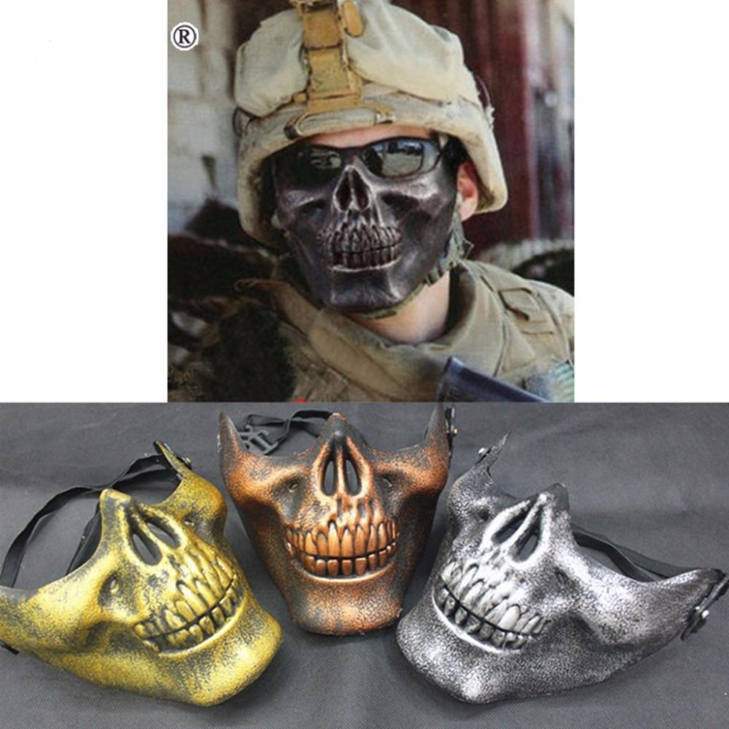 Skull Skeleton Mask Army Games Outdoor Metal Mesh Eye Shield Costume for Halloween Party