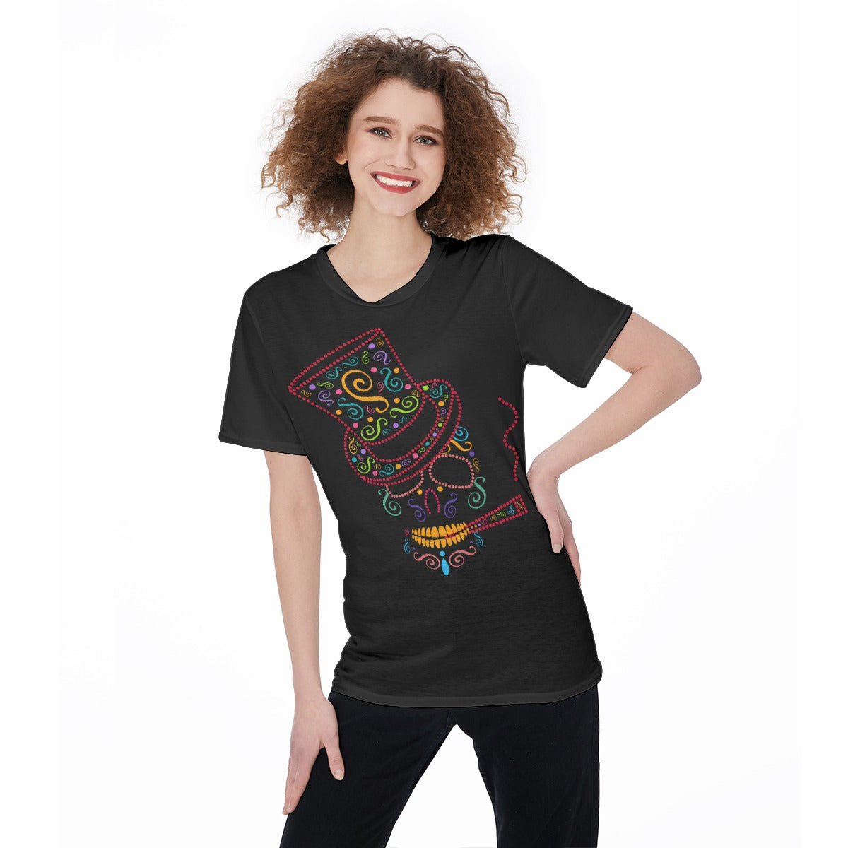 Sugar skull Day of the dead Women'S O-Neck T-Shirt, gothic women's shirt