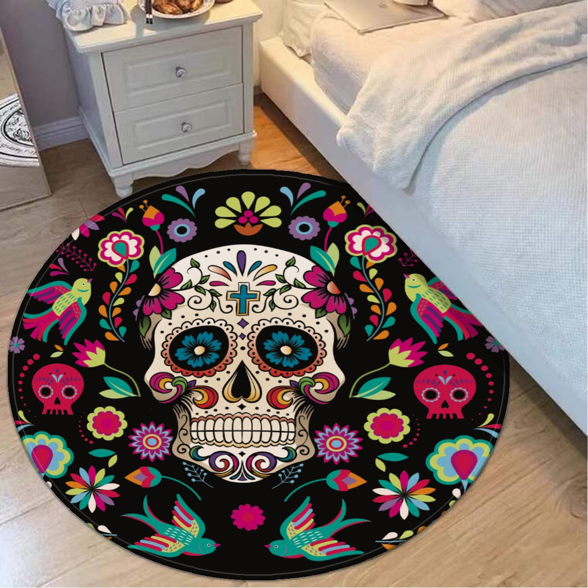 Mexican skull sugar skull pattern Foldable round mat