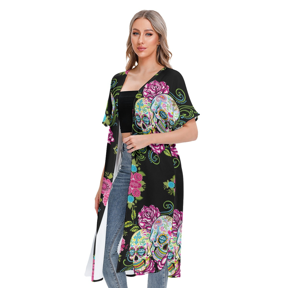 All-Over Print Women's Short Sleeve Cardigan