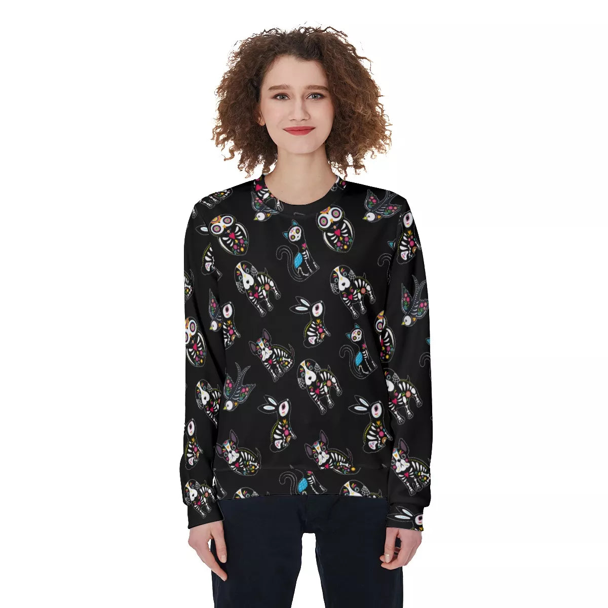 Sugar skull animal Women's Raglan Hoodie, Day of the dead women's hoodie
