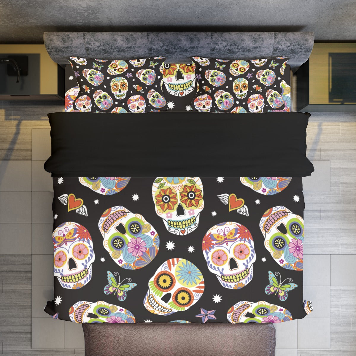 Dia de los muertos Mexican calaveras skull Four-piece Duvet Cover Set