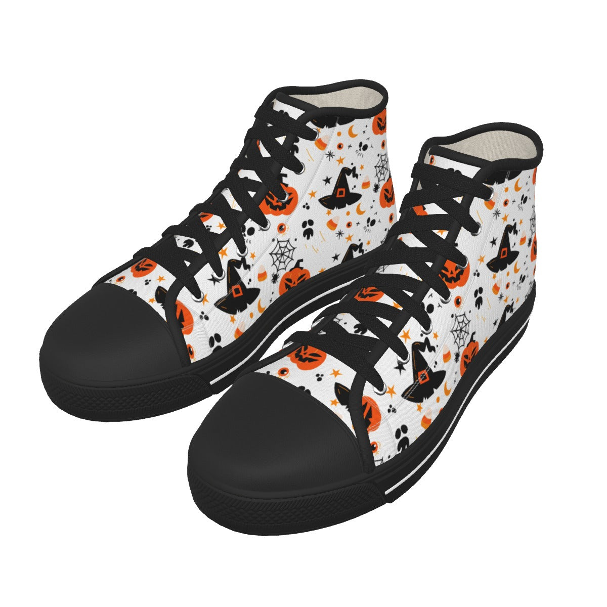 Halloween Pumpkin gothic Women's Black Sole Canvas Shoes, Halloween women's shoes