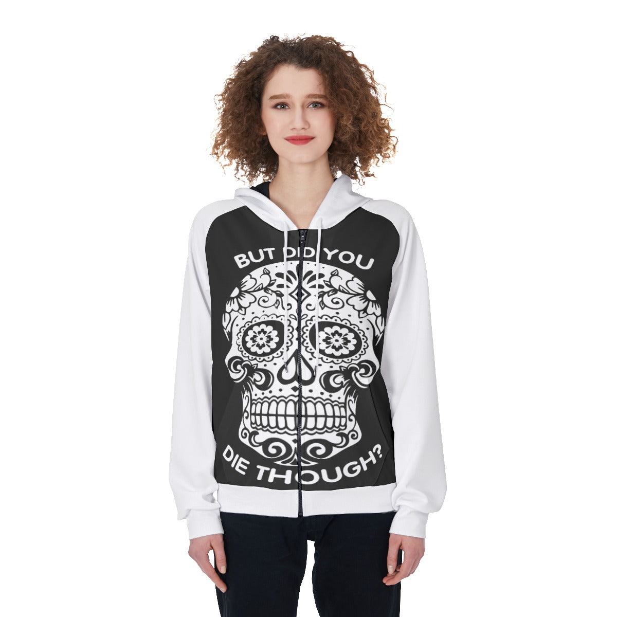 Sugar skull All-Over Print Women's Raglan Zip Up Hoodie