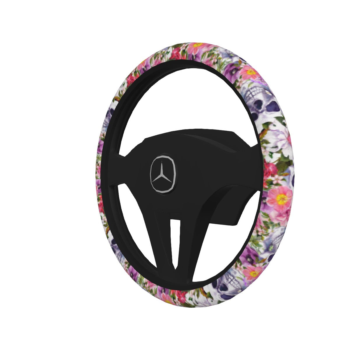 Floral skull Steering Wheel Cover, Skeleton floral gothic skull steering wheel cover