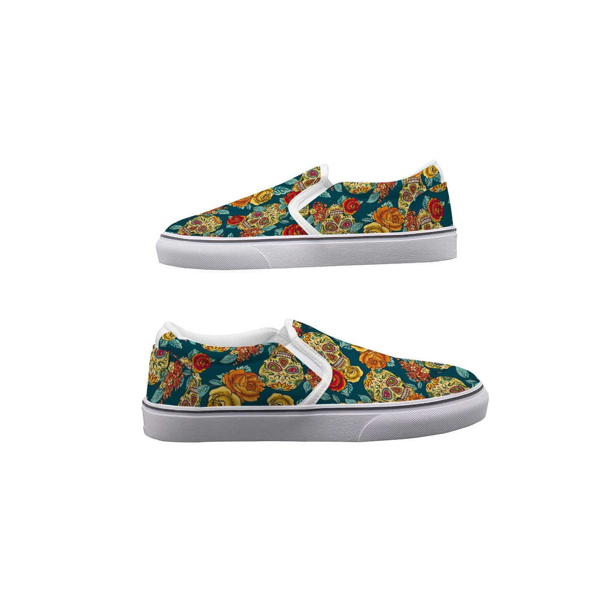 Sugar skull Day of the dead skull Women's Slip On Sneakers