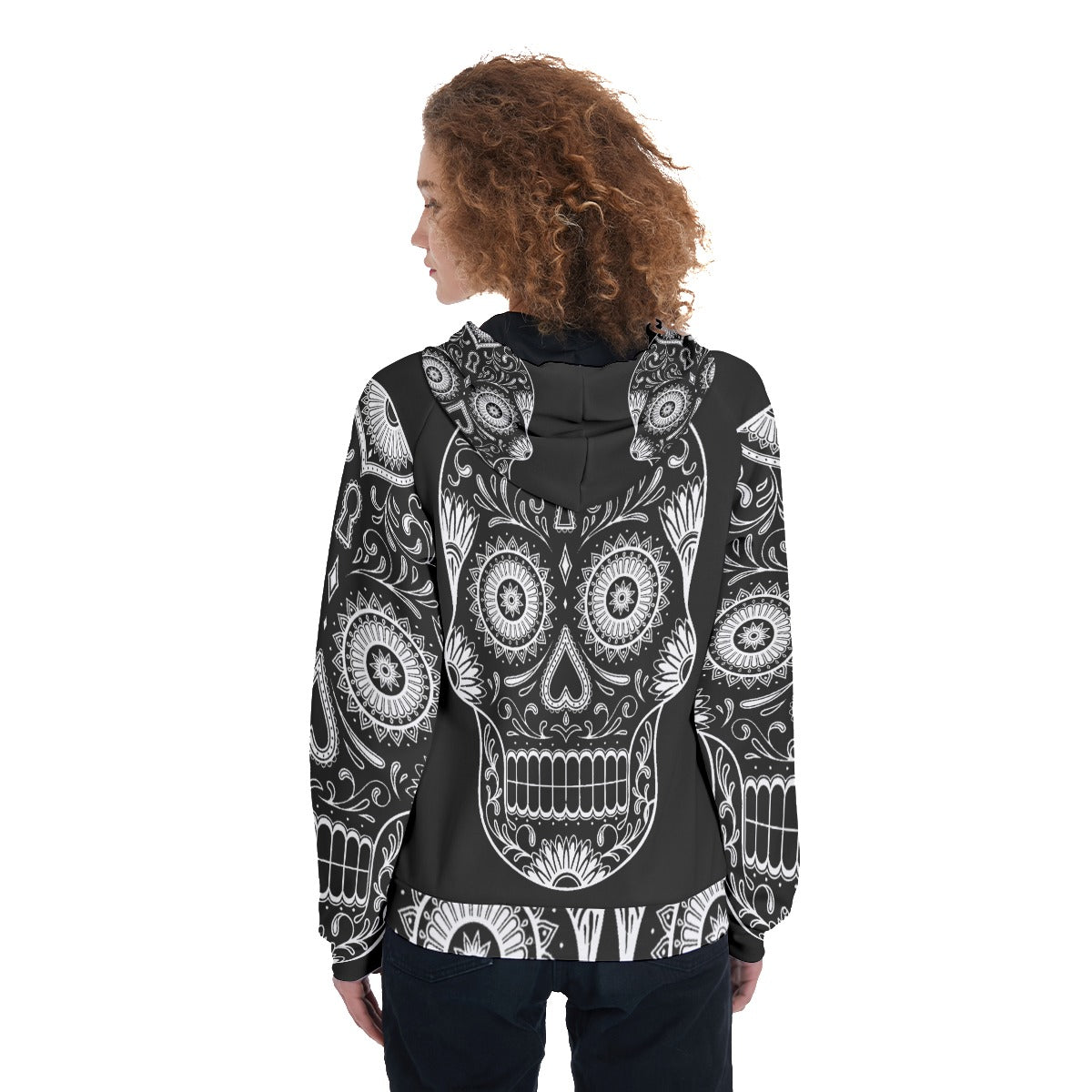 Sugar skull All-Over Print Women's Raglan Zip Up Hoodie