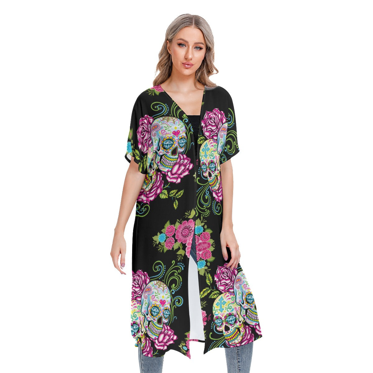 All-Over Print Women's Short Sleeve Cardigan