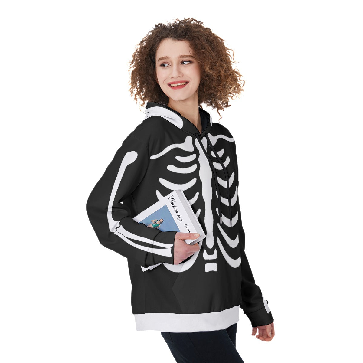 Skeleton All-Over Print Women's Heavy Fleece Hoodie