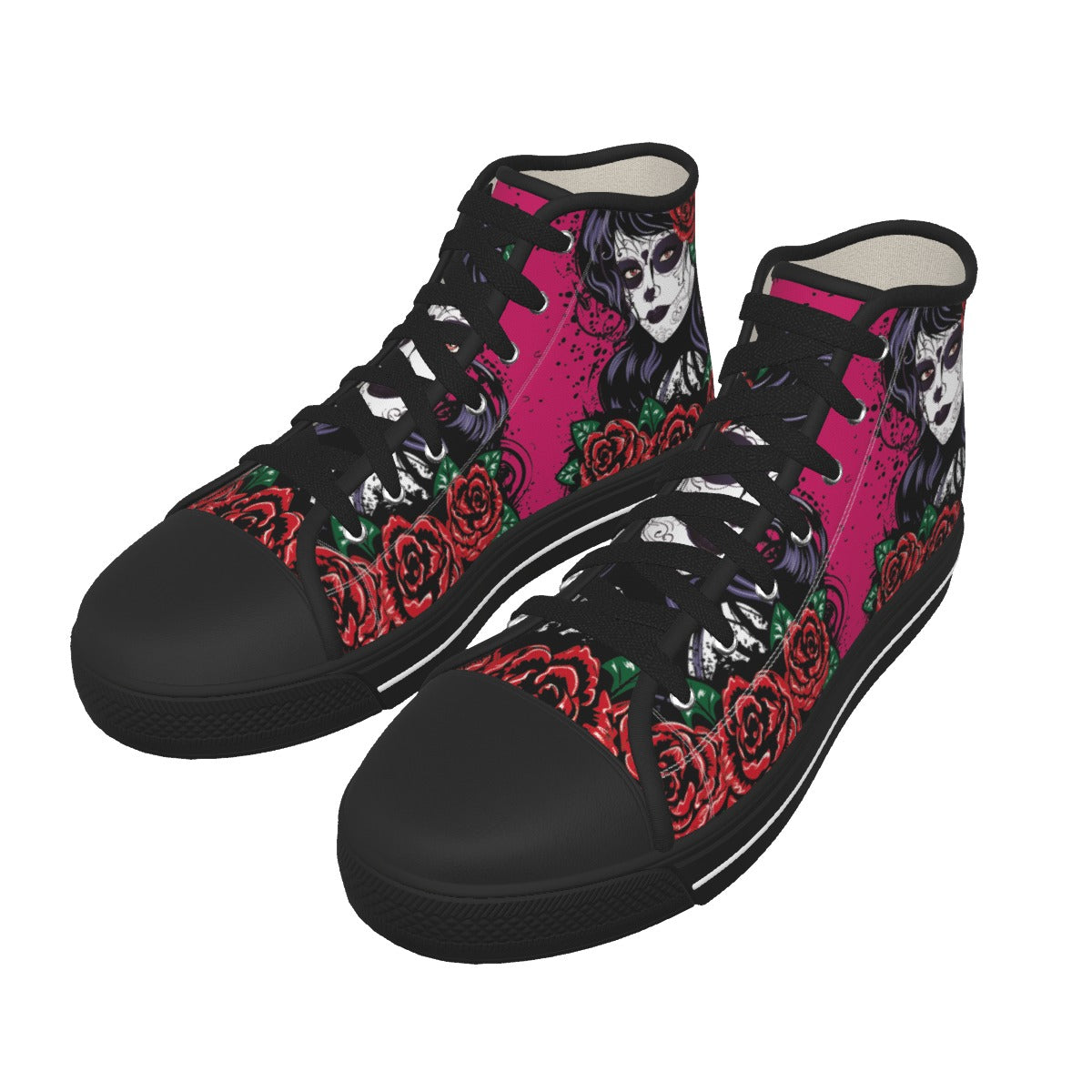 Sugar skull Women's Black Sole Canvas Shoes