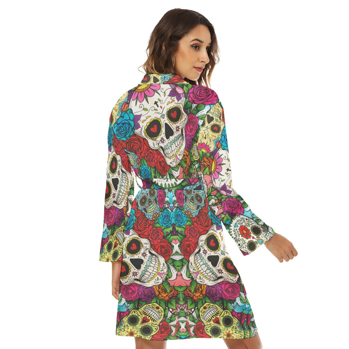 Sugar skull Day of the dead Women's Robe, skeleton skull gothic bathrobe, sugar skull bathrobe