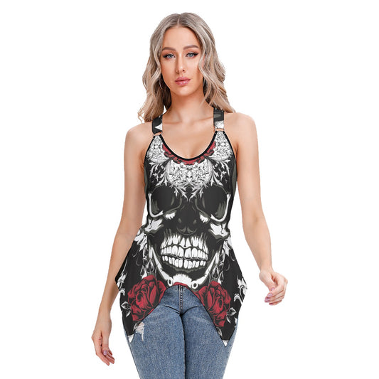 Halloween Gothic floral skull Women's Skinny Sport Tank Top