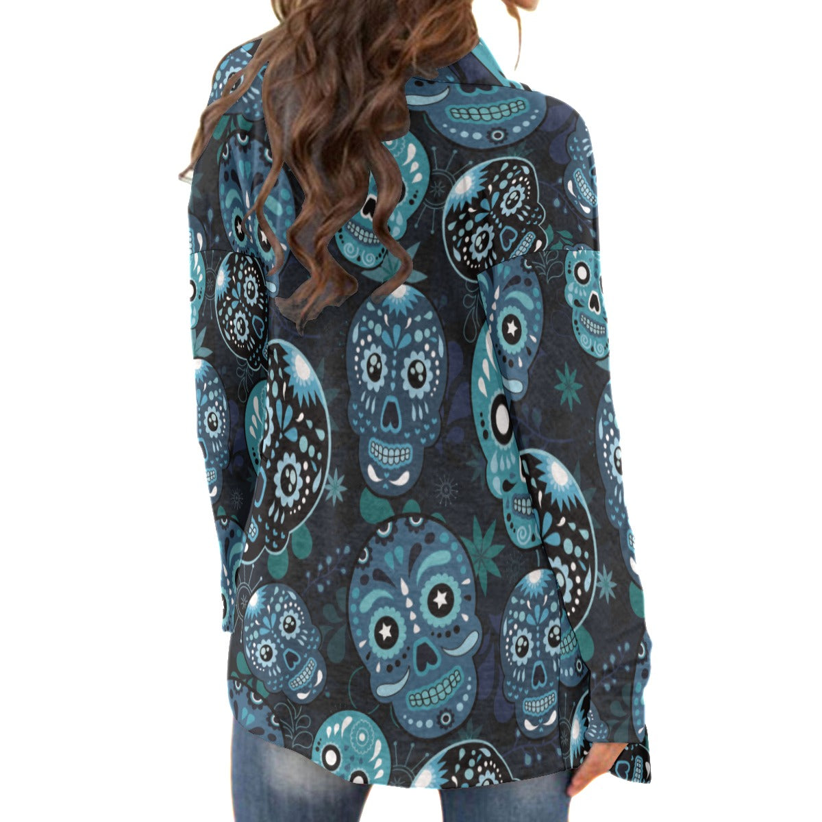 Dia de los muertos Calaveras skull Women's Cardigan With Long Sleeve