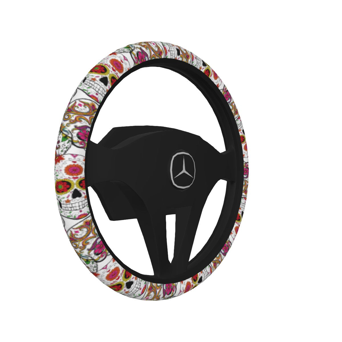 Gothic Day of the dead skull Steering Wheel Cover, Halloween skeleton steering wheel cover