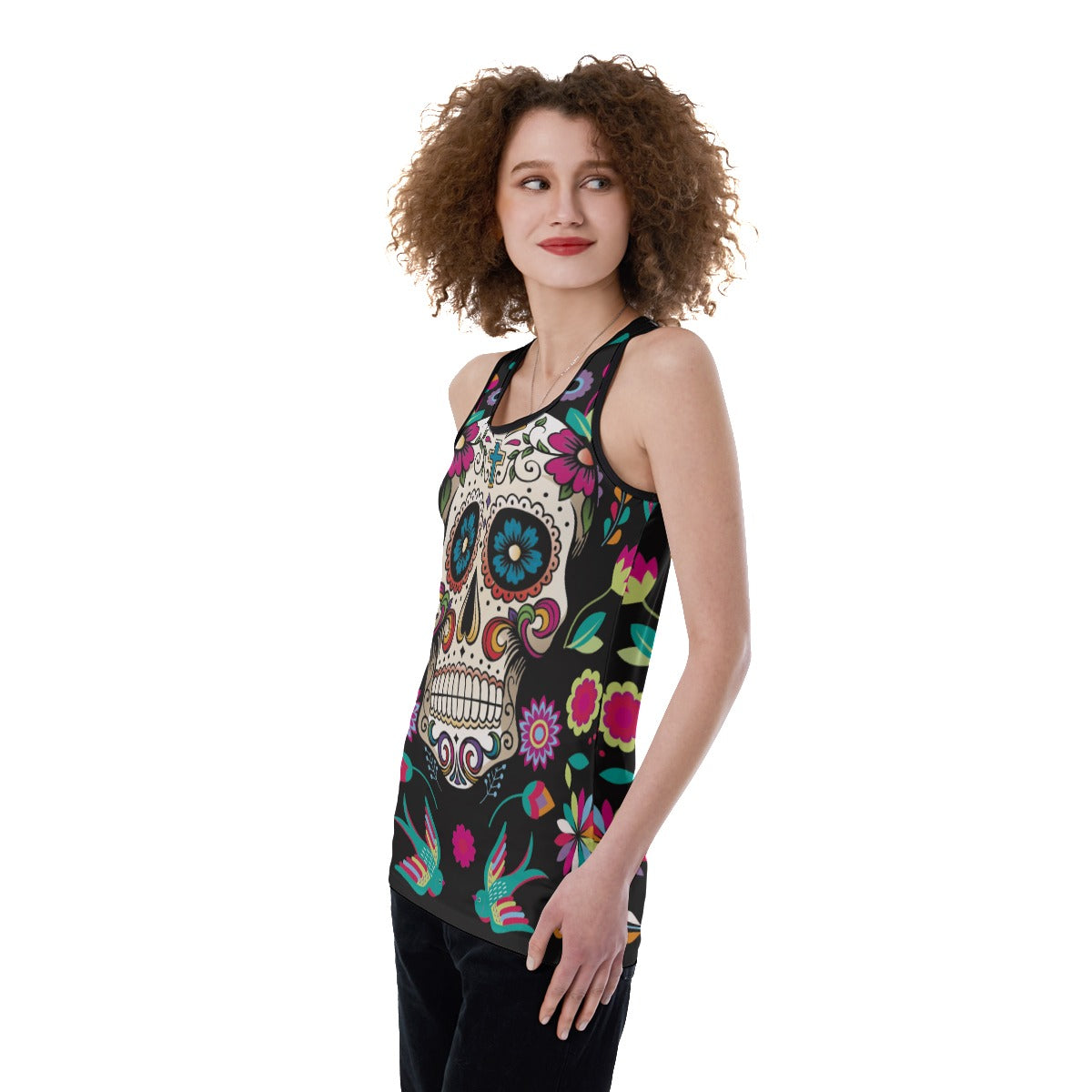 Sugar skull cinco de mayo Women's Back Hollow Tank Top