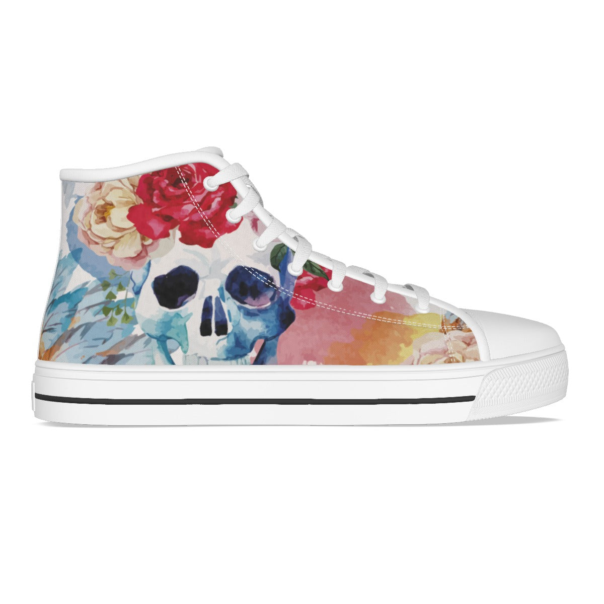 Floral sugar skull Women's Canvas Shoes, sugar skull Day of the dead high top shoes